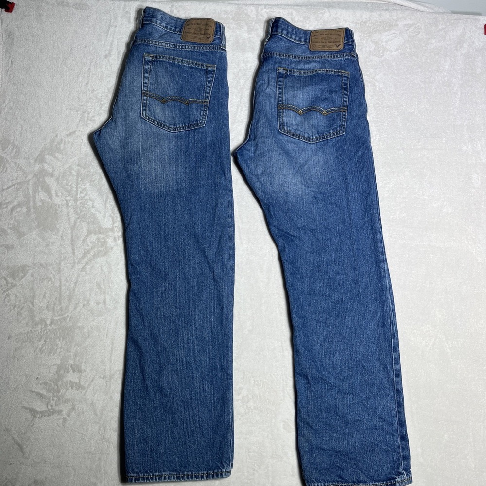American Eagle Jeans Mens 2 Pairs 32x30 Original Straight Medium Wash Y2K Denim
